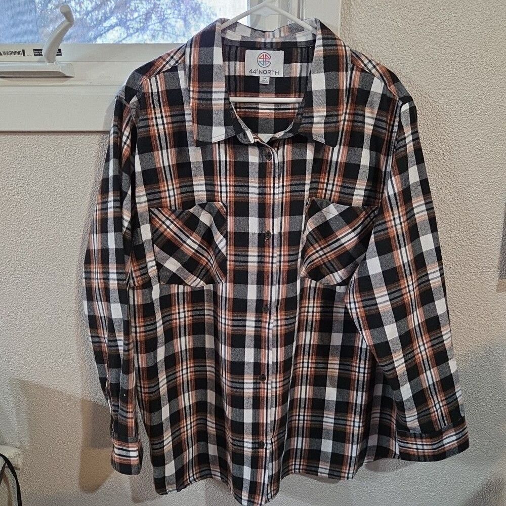 44 DEGREE NORTH LADIES BUTTON FRONT LONG SLEEVE FLANNEL SHIRT SZ 3X